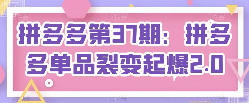 拼多多第37期：拼多多单品裂变起爆2.0-梦凌网创