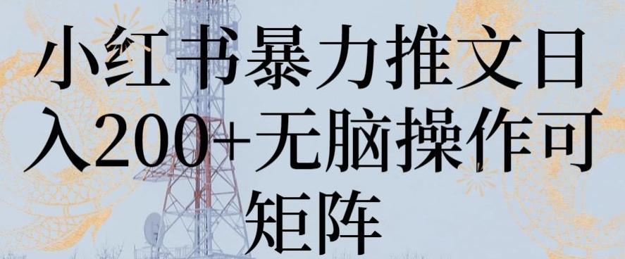小红书暴力推文日入200+无脑操作可矩阵【揭秘】-梦凌网创