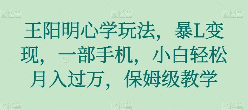 王阳明心学玩法，暴L变现，一部手机，小白轻松月入过万，保姆级教学【揭秘】-梦凌网创