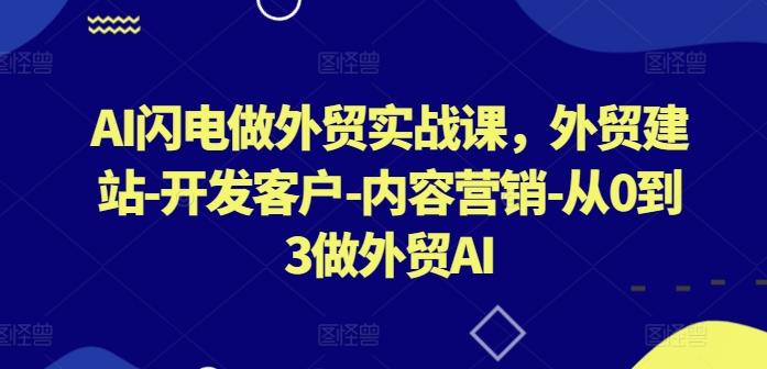 AI闪电做外贸实战课，​外贸建站-开发客户-内容营销-从0到3做外贸AI-梦凌网创