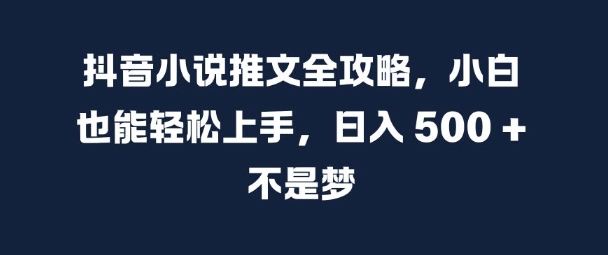 抖音小说推文全攻略，小白也能轻松上手，日入 5张+ 不是梦【揭秘】-梦凌网创