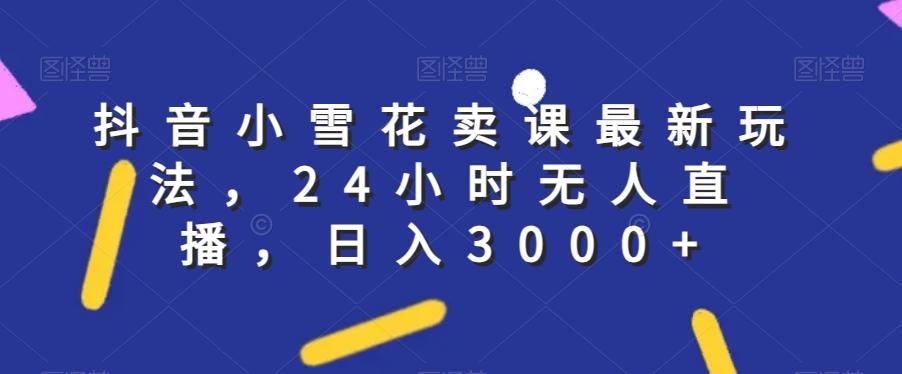 抖音小雪花卖课最新玩法，24小时无人直播，日入3000+【揭秘】-梦凌网创