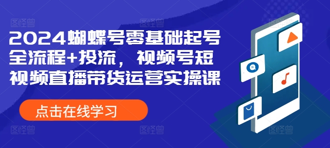 2024蝴蝶号零基础起号全流程+投流，视频号短视频直播带货运营实操课-梦凌网创
