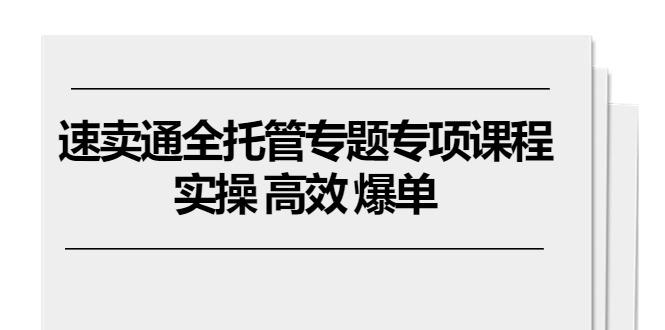 速卖通 全托管专题专项课程，实操 高效 爆单(11节课-梦凌网创