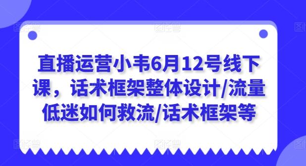 直播运营小韦6月12号线下课，话术框架整体设计/流量低迷如何救流/话术框架等-梦凌网创