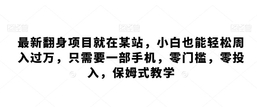 最新翻身项目就在某站，小白也能轻松周入过万，只需要一部手机，零门槛，零投入，保姆式教学-梦凌网创