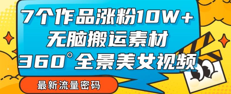 7个作品涨粉10W+，无脑搬运素材，全景美女视频爆款玩法分享【揭秘】-梦凌网创