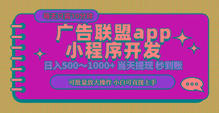 小程序开发 广告赚钱 日入500~1000+ 小白轻松上手！-梦凌网创