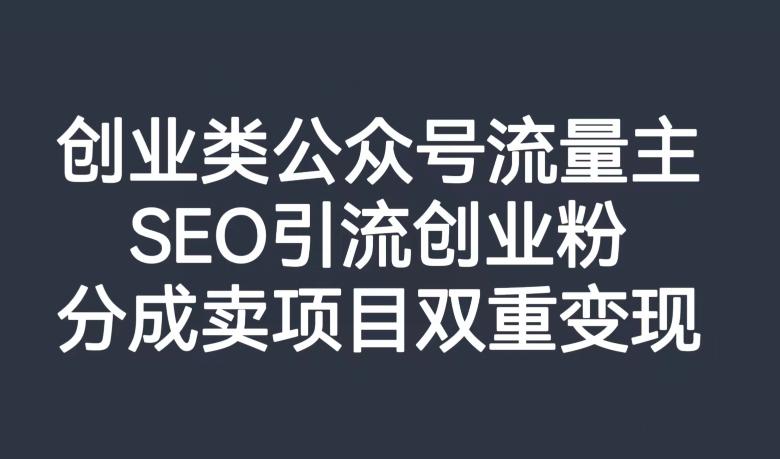 创业类公众号流量主，SEO引流创业粉，分成卖项目双重变现【揭秘】-梦凌网创
