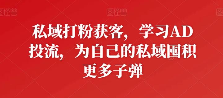 私域打粉获客，学习AD投流，为自己的私域囤积更多子弹-梦凌网创