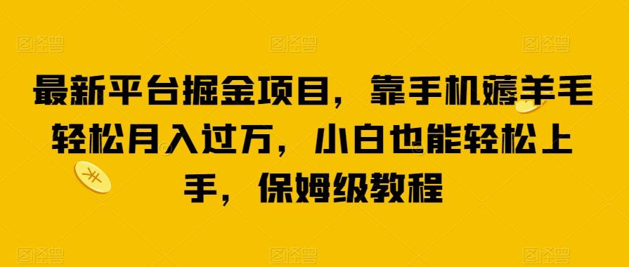 最新平台掘金项目，靠手机薅羊毛轻松月入过万，小白也能轻松上手，保姆级教程【揭秘】-梦凌网创