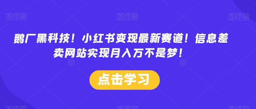 鹅厂黑科技！小红书变现最新赛道！信息差卖网站实现月入万不是梦！-梦凌网创