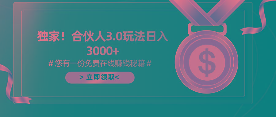 游戏合伙人3.0，日入3000+，无限扩大的蓝海项目-梦凌网创