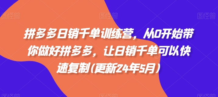 拼多多日销千单训练营，从0开始带你做好拼多多，让日销千单可以快速复制(更新24年10月)-梦凌网创