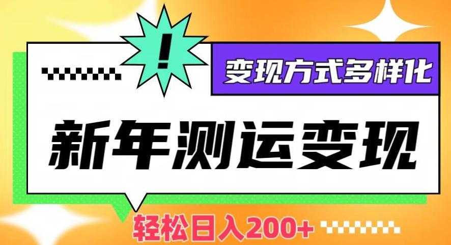 新年运势测试变现，日入200+，几分钟一条作品，变现方式多样化【揭秘】-梦凌网创