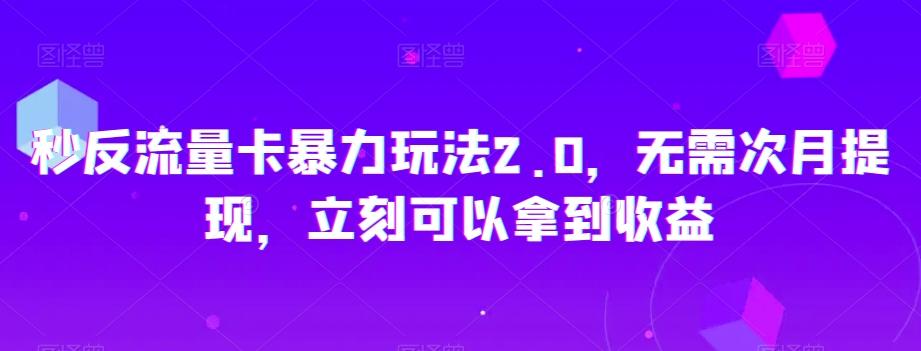 秒反流量卡暴力玩法2.0，无需次月提现，立刻可以拿到收益【揭秘】-梦凌网创