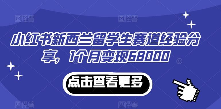 小红书新西兰留学生赛道经验分享，1个月变现68000【揭秘】-梦凌网创