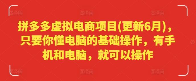 拼多多虚拟电商项目(更新6月)，只要你懂电脑的基础操作，有手机和电脑，就可以操作-梦凌网创