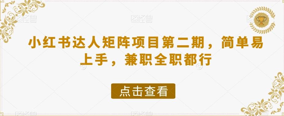 小红书达人矩阵项目第二期，简单易上手，兼职全职都行-梦凌网创