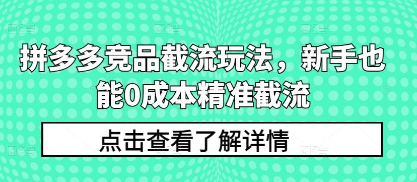 拼多多竞品截流玩法，新手也能0成本精准截流-梦凌网创