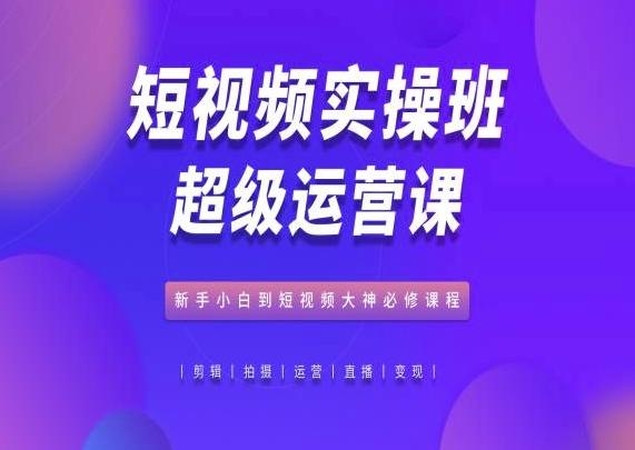 短视频实操班超级运营课，新手小白到短视频大神必修课程-梦凌网创