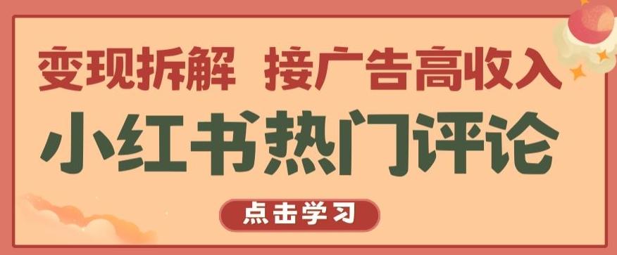 小红书热门评论，变现拆解，接广告高收入【揭秘 】-梦凌网创