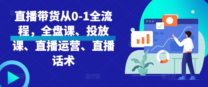 直播带货从0-1全流程，全盘课、投放课、直播运营、直播话术-梦凌网创