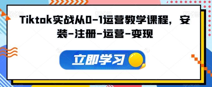 Tiktok实战从0-1运营教学课程，安装-注册-运营-变现-梦凌网创