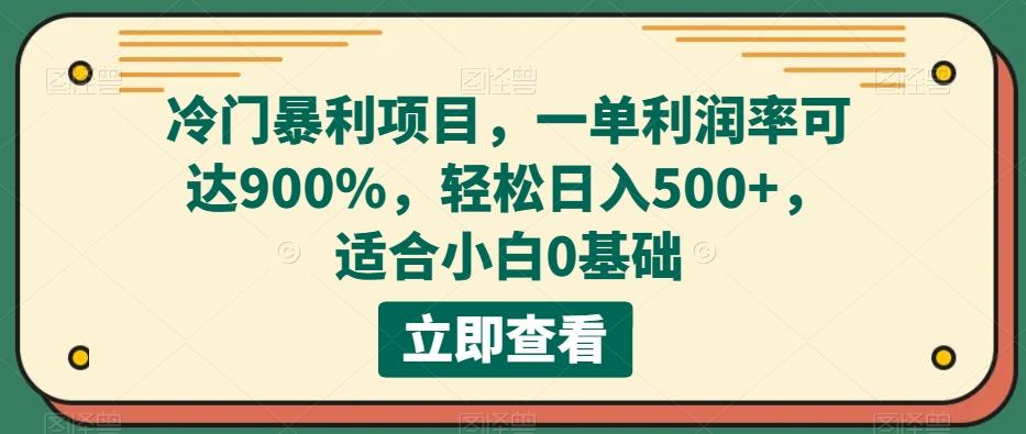 冷门暴利项目，一单利润率可达900%，轻松日入500+，适合小白0基础-梦凌网创