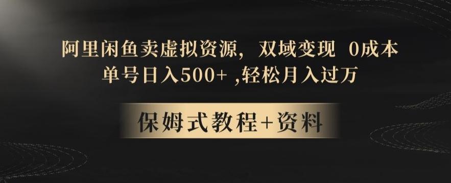 阿里闲鱼卖虚拟资源，双域变现，0成本，日入500+，轻松月入过万-梦凌网创