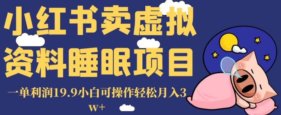 小红书卖虚拟资料睡眠项目，一单利润19.9小白可操作轻松月入3w+【揭秘】-梦凌网创