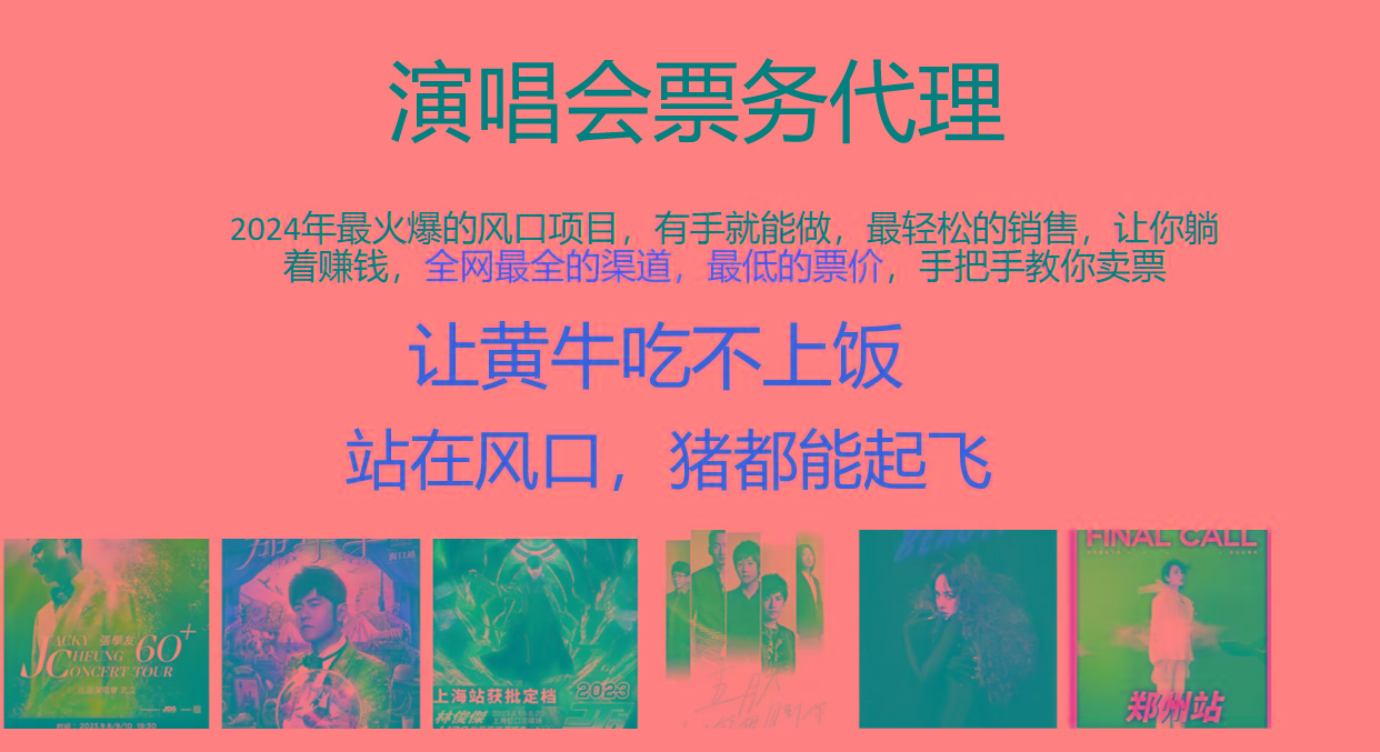 2024年最火爆风口项目，演唱会票务代理，日入2000+，一部手机就能搞定！-梦凌网创
