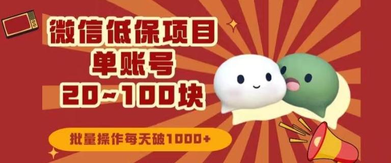 微信领低保单账号20元-100元，批量操作每天破1000+-梦凌网创