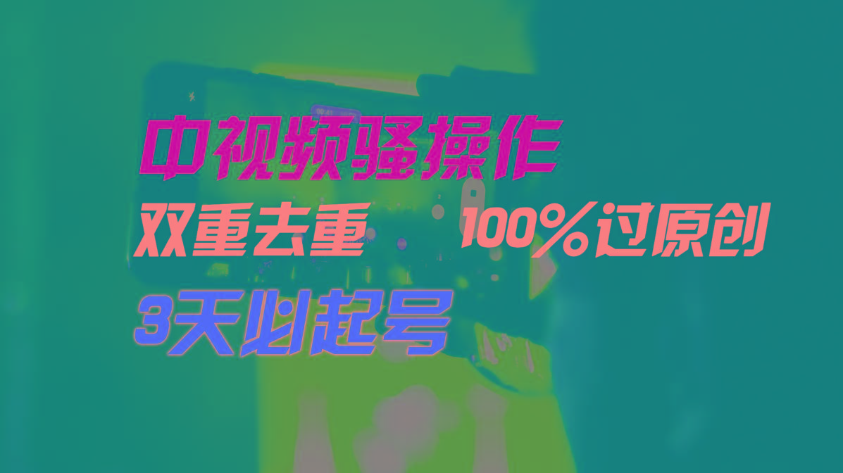 中视频骚操作，双重去重100%过原创，3天比必起号，简单无脑，月入3W+-梦凌网创