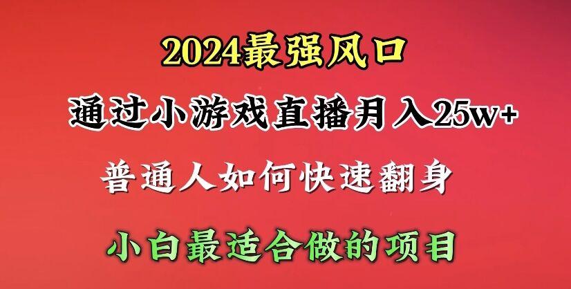 (10020期)2024年最强风口，通过小游戏直播月入25w+单日收益5000+小白最适合做的项目-梦凌网创