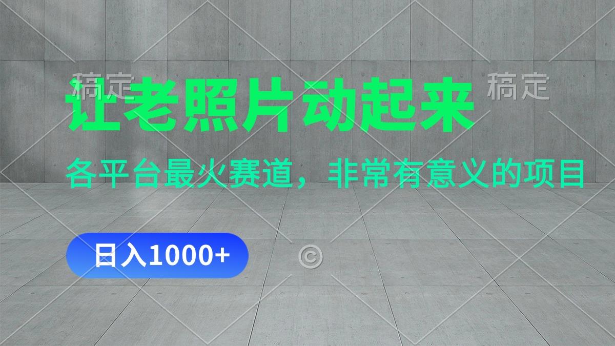 让老照片动起来，一天变现1000+，各平台最火赛道，看完就会-梦凌网创