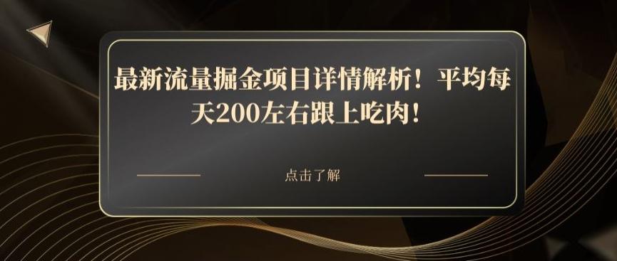 最新流量掘金项目详情解析！平均每天200左右跟上吃肉！-梦凌网创