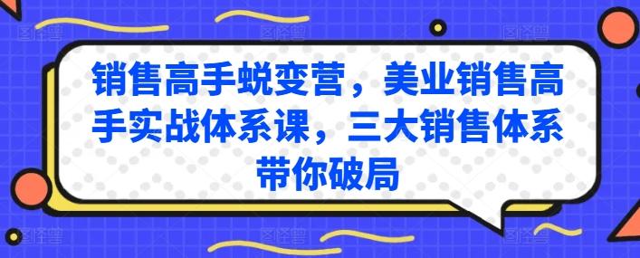 销售高手蜕变营，美业销售高手实战体系课，三大销售体系带你破局-梦凌网创