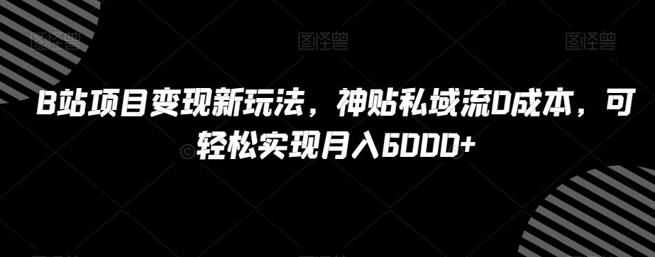 B站项目变现新玩法，神贴私域流0成本，可轻松实现月入6000+【揭秘】-梦凌网创