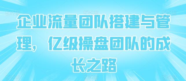 企业流量团队搭建与管理，亿级操盘团队的成长之路-梦凌网创