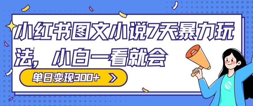 小红书图文小说7天暴力玩法，小白一看就会，单日变现300+-梦凌网创
