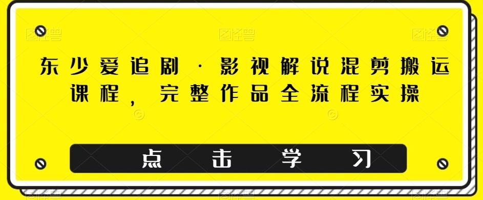 东少爱追剧·影视解说混剪搬运课程，完整作品全流程实操-梦凌网创