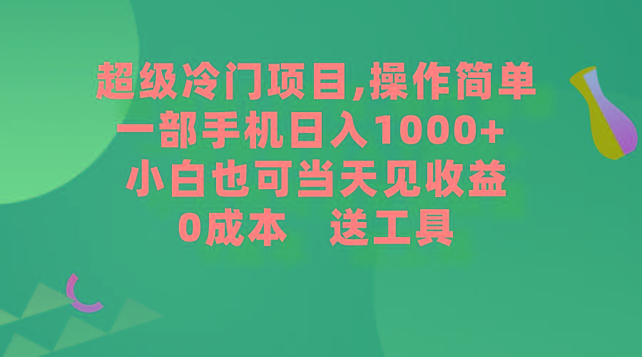 (9291期)超级冷门项目,操作简单，一部手机轻松日入1000+，小白也可当天看见收益-梦凌网创